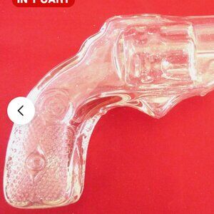 Antique glass gun pistol candy revolver pressed bottle figural
